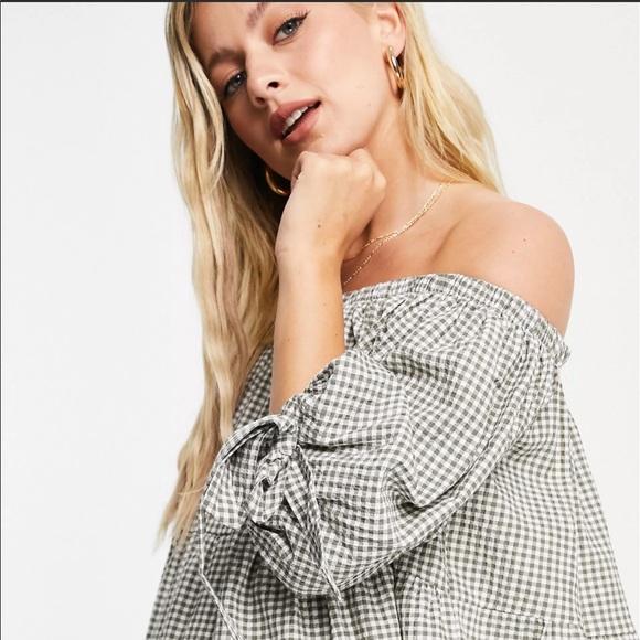 strapless gingham maternity mini dress - Picture 4 of 4